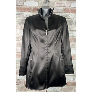 Vintage Claude Montana Full Zip Black Jacket Zipper Pockets Sz S Made In Italy